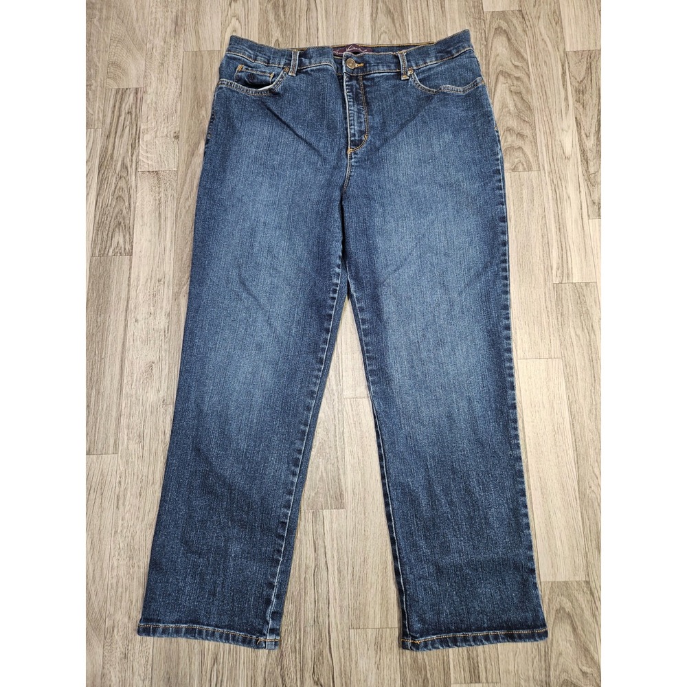 Gloria Vanderbilt Amanda Jeans Womens 16P Petite Blue‎ Straight High Rise Denim
